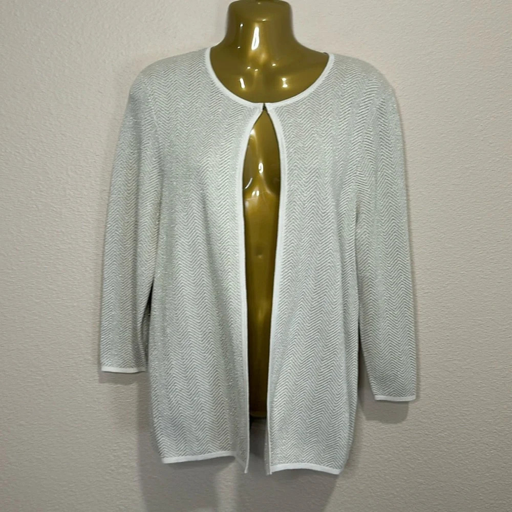 PRESTON & YORK Sparkly Metallic Thread Cardigan Sweater, Size M, EUC